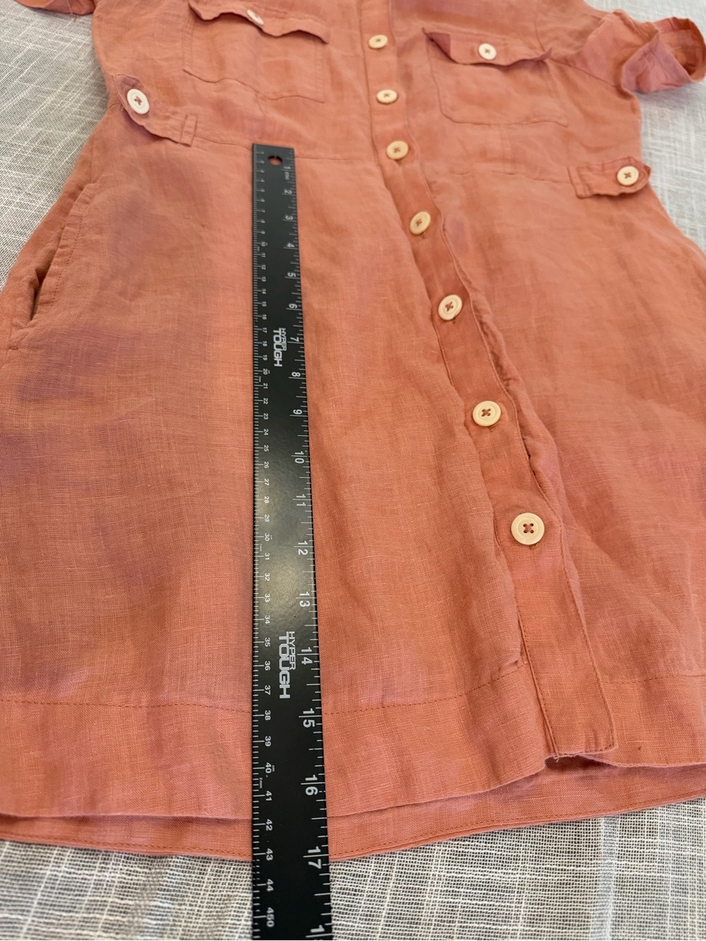 Free People Linen Blend Shirt Dress XS Coral Utility Button Front Tunic - Picture 9 of 12